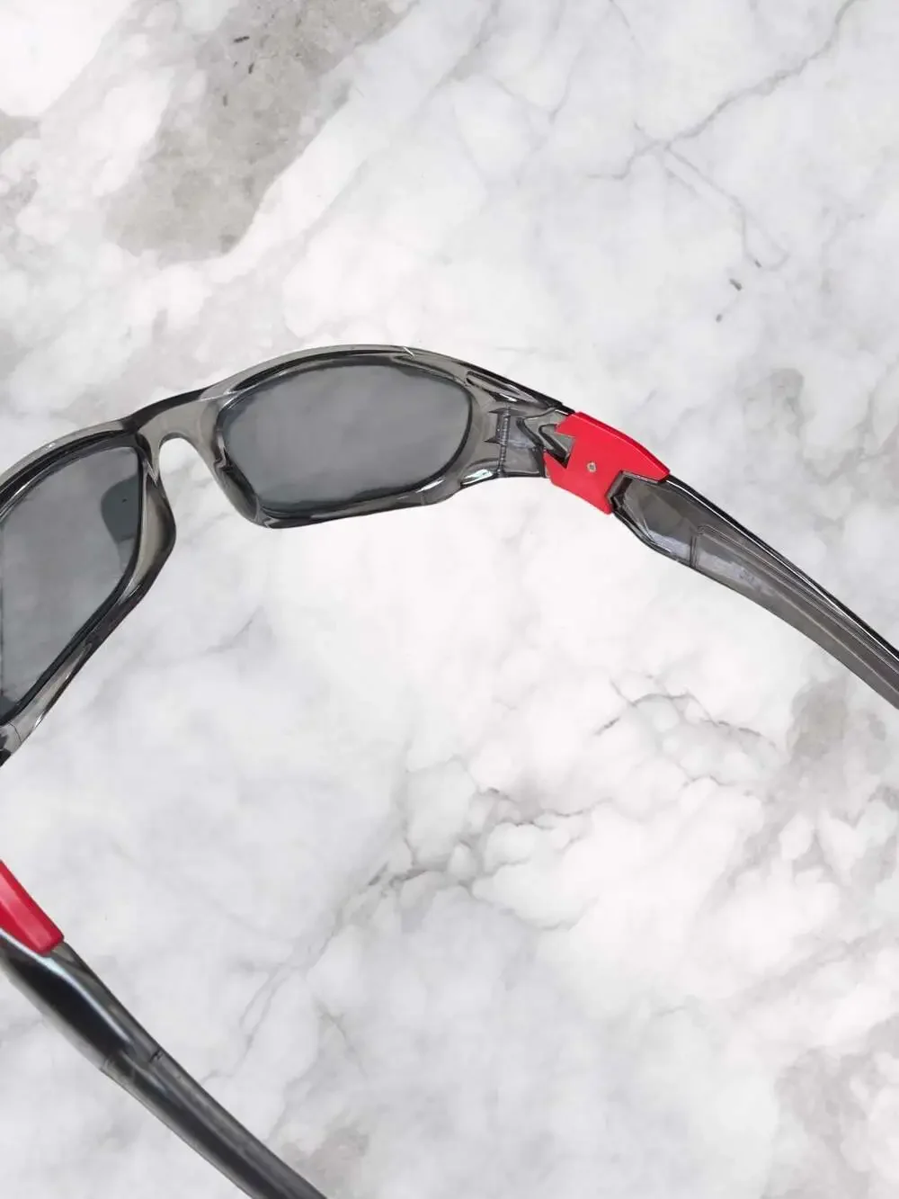 Unbranded Wraparound Sports Biking Sunglasses with Grey Frames and Red Accents